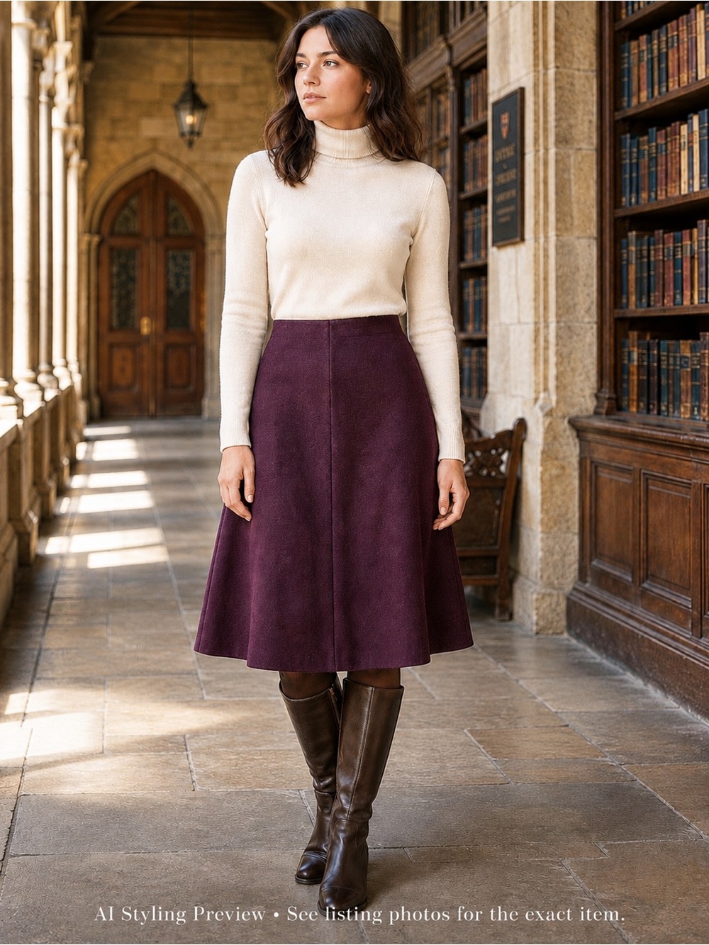 Uniqlo Women’s US Small Plum Purple Wool Blend A-Line Skirt Japanese M